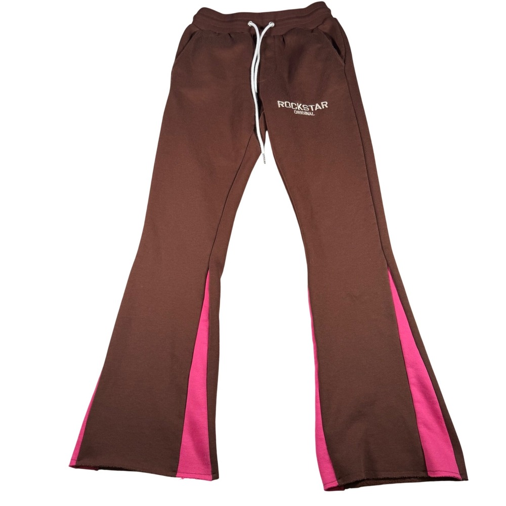 Rockstar Original Sweatpants Womens Small Brown Pink Flare‎ Leg Jetz RSM-7840